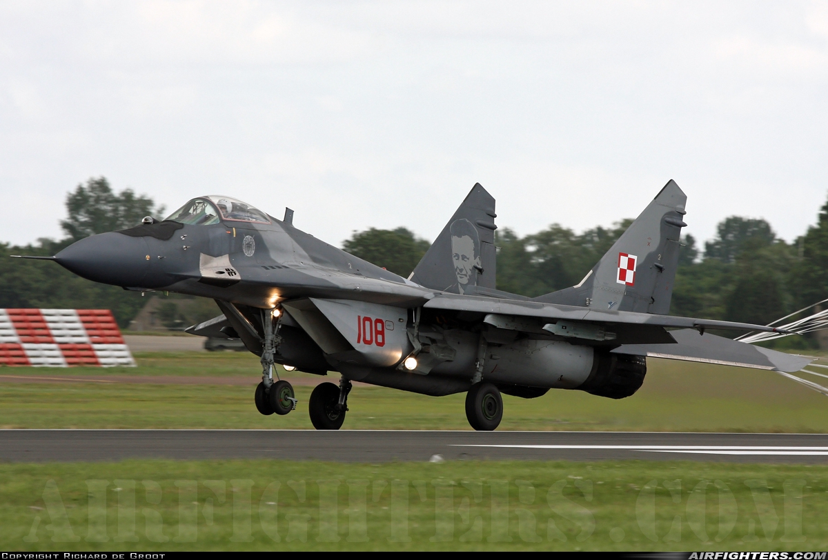 Poland - Air Force Mikoyan-Gurevich MiG-29A (9.12A) 108 at Fairford (FFD / EGVA), UK