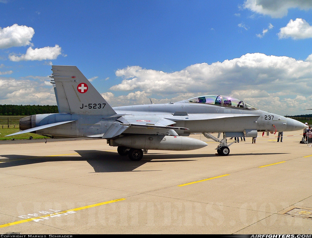 Switzerland - Air Force McDonnell Douglas F/A-18D Hornet J-5237 at Geilenkirchen (GKE / ETNG), Germany