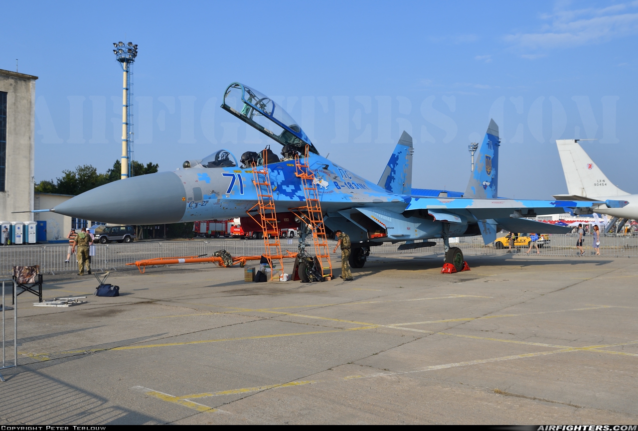 Ukraine - Air Force Sukhoi Su-27UB1M B-1831M1 at Bucharest - Aurel Vlaicu (Baneasa) (BBU / LRBS), Romania