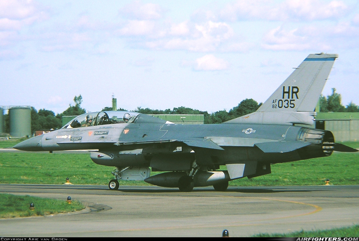 USA - Air Force General Dynamics F-16B Fighting Falcon 82-1035 at Jever (ETNJ), Germany
