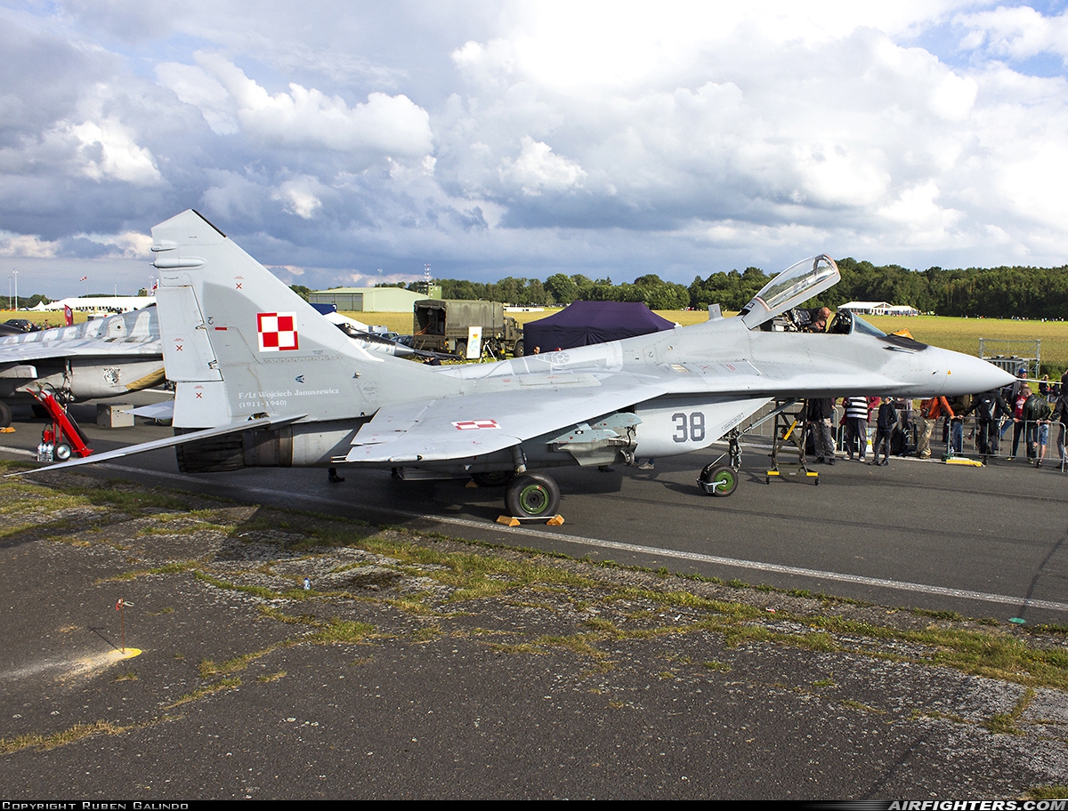 Poland - Air Force Mikoyan-Gurevich MiG-29A (9.12A) 38 at Florennes (EBFS), Belgium