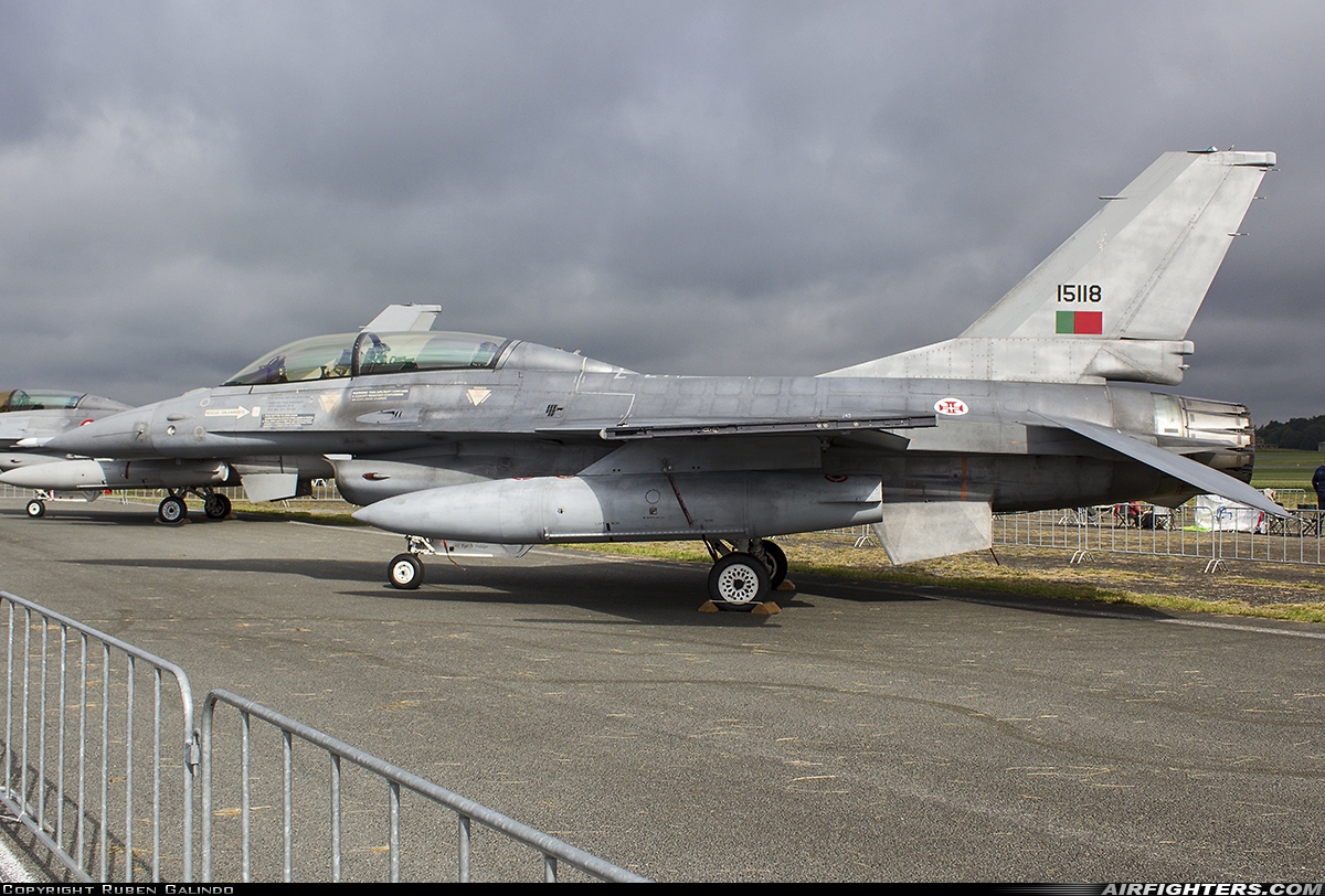 Portugal - Air Force General Dynamics F-16BM Fighting Falcon 15118 at Florennes (EBFS), Belgium