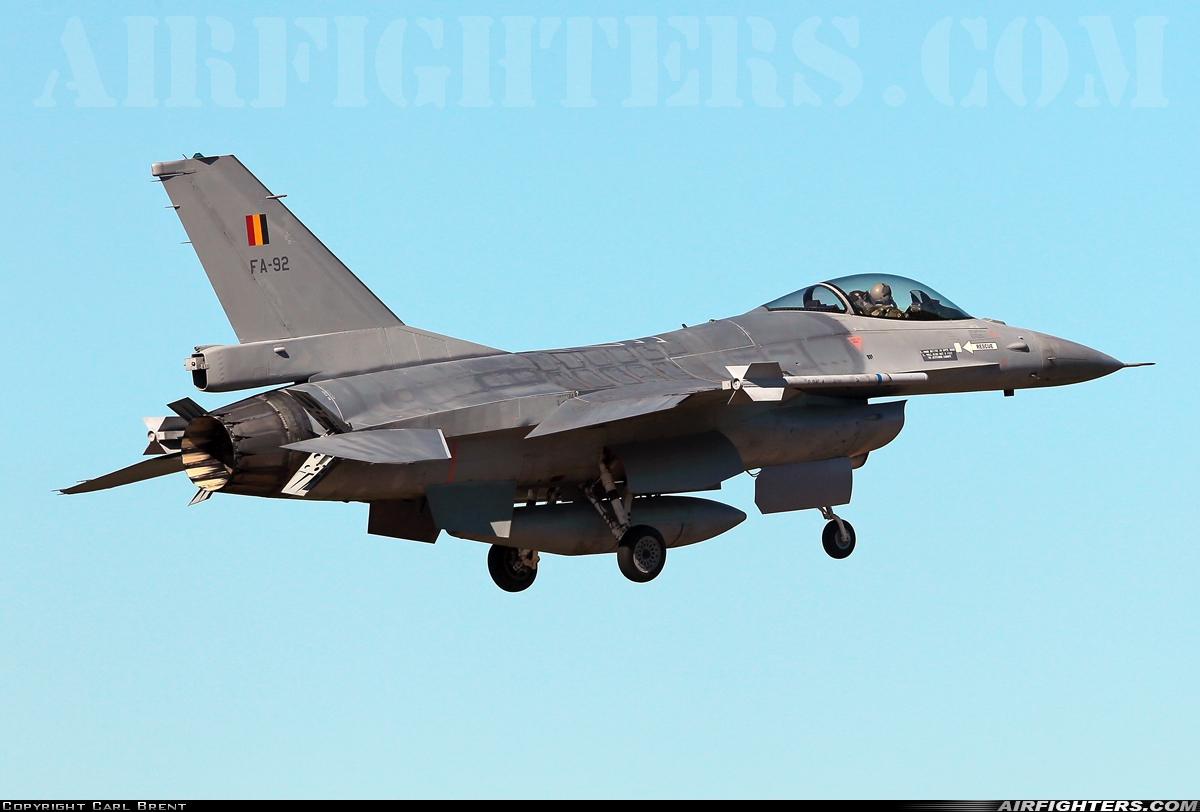 Belgium - Air Force General Dynamics F-16AM Fighting Falcon FA-92 at Florennes (EBFS), Belgium