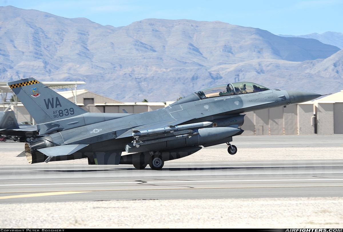 USA - Air Force General Dynamics F-16D Fighting Falcon 90-0839 at Las Vegas - Nellis AFB (LSV / KLSV), USA