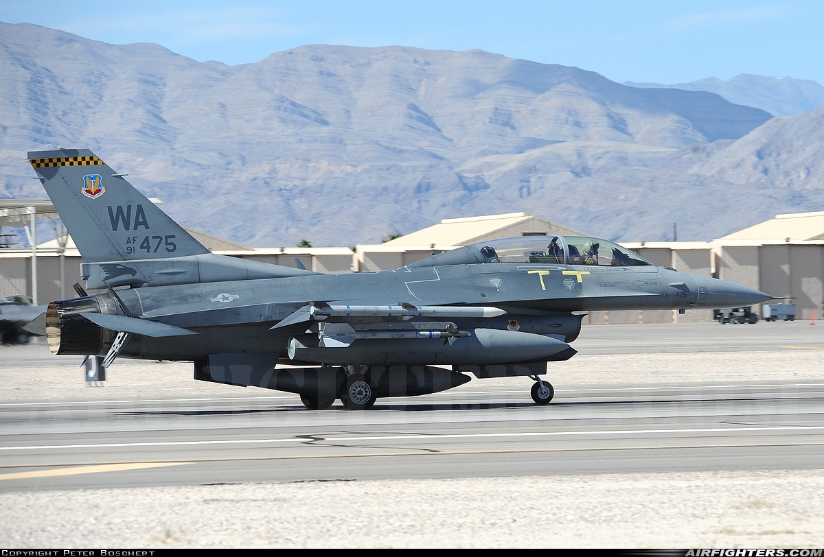 USA - Air Force General Dynamics F-16D Fighting Falcon 91-0475 at Las Vegas - Nellis AFB (LSV / KLSV), USA