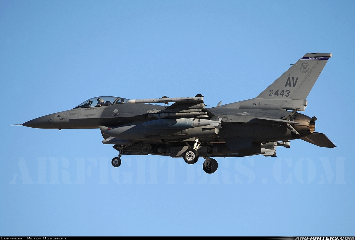 USA - Air Force General Dynamics F-16C Fighting Falcon 88-0443 at Las Vegas - Nellis AFB (LSV / KLSV), USA