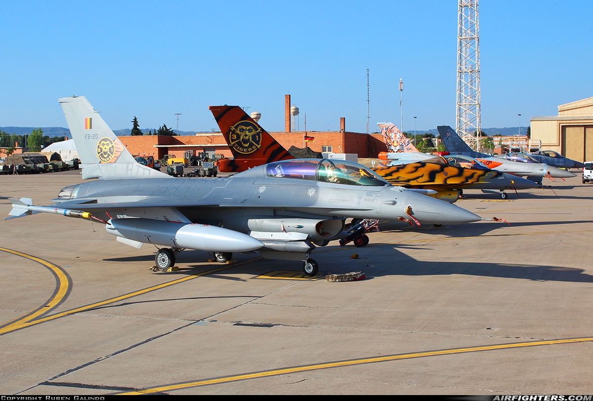 Belgium - Air Force General Dynamics F-16BM Fighting Falcon FB-20 at Zaragoza (ZAZ / LEZG), Spain