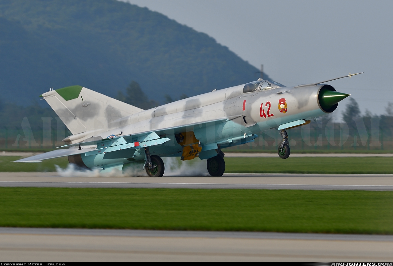 North Korea - Air Force Mikoyan-Gurevich MiG-21bis 42 at Wonsan Kalma IAP (ZKWS), North Korea