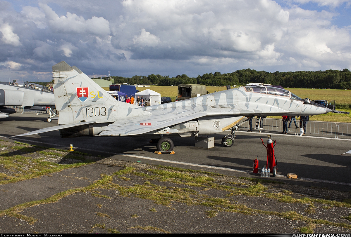 Slovakia - Air Force Mikoyan-Gurevich MiG-29UB (9.51) 1303 at Florennes (EBFS), Belgium
