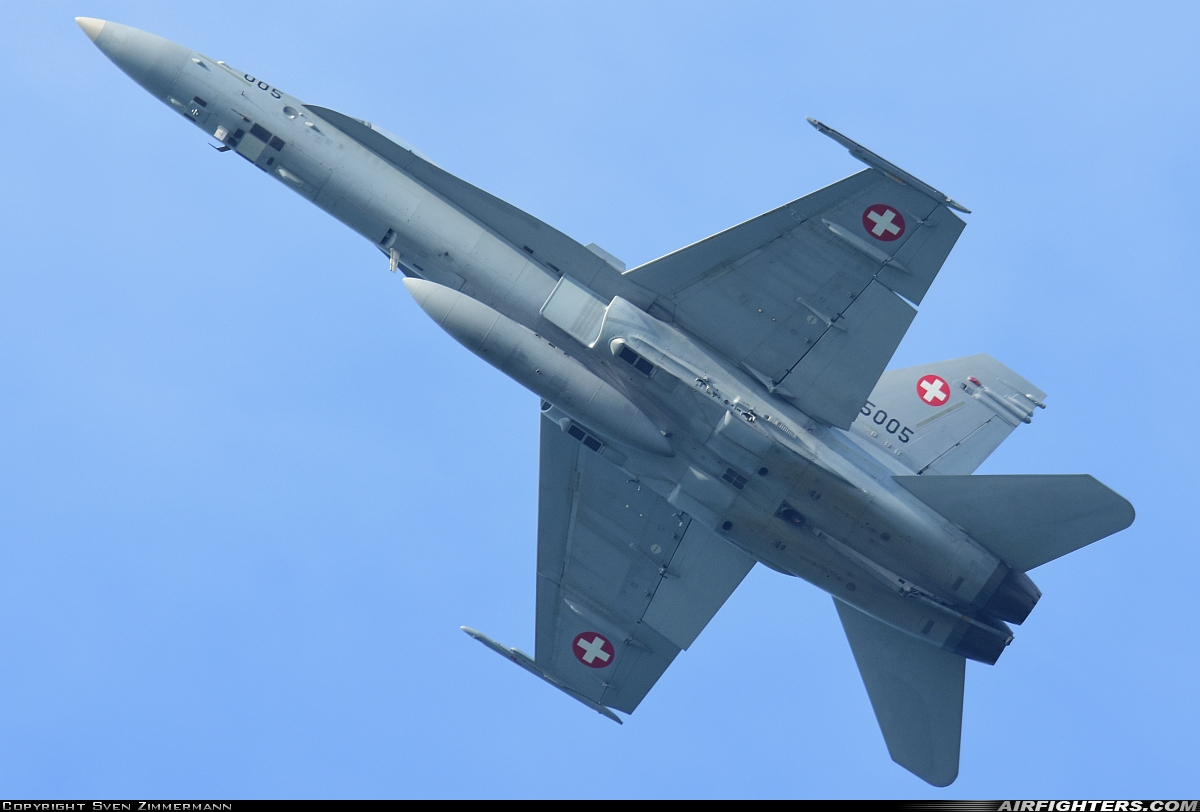 Switzerland - Air Force McDonnell Douglas F/A-18C Hornet J-5005 at Off-Airport - Canton of Fribourg, Switzerland