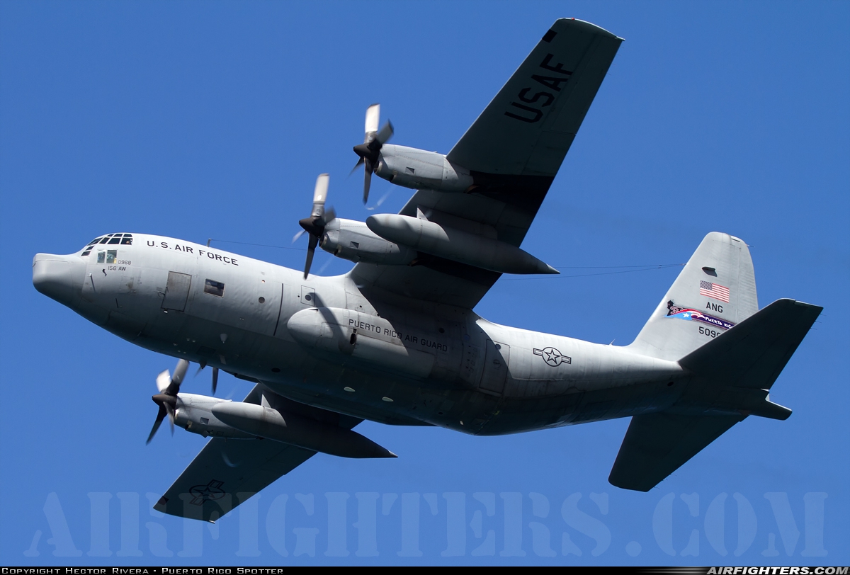 USA - Air Force Lockheed WC-130H Hercules (L-382) 65-0968 at Off-Airport - Old  San Juan Beachfront, Puerto Rico