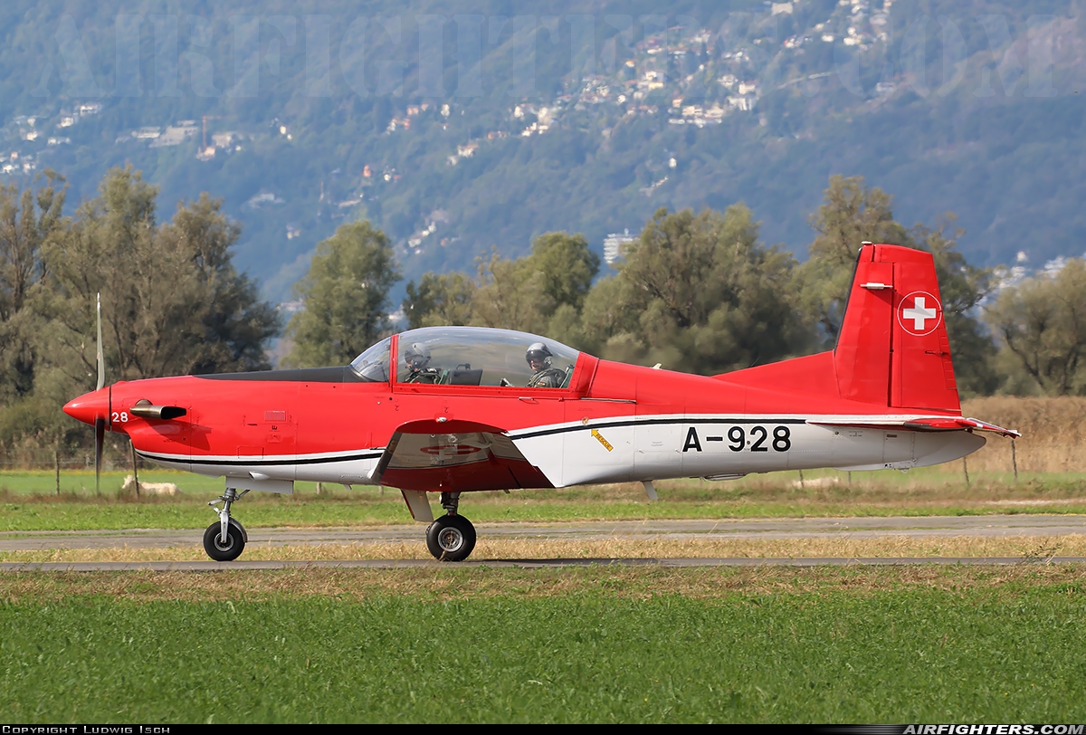 Switzerland - Air Force Pilatus NCPC-7 Turbo Trainer A-928 at Locarno (- Magadino) (LSZL / LSMO), Switzerland