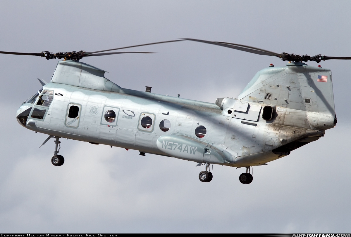 USA - Department of State Boeing Vertol CH-46E Sea Knight (107-II) N574AW at Titusville (/ Cocoa Beach) - Space Coast Regional, USA