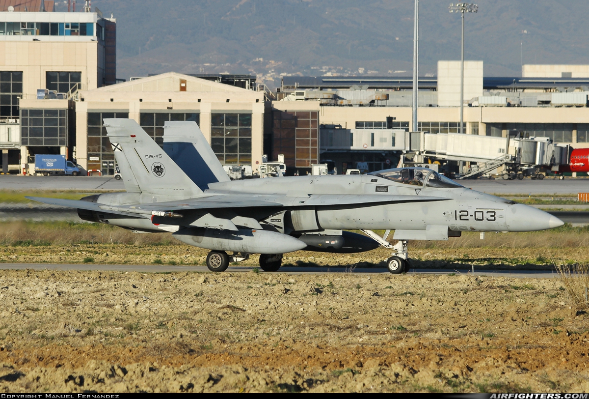 Spain - Air Force McDonnell Douglas C-15 Hornet (EF-18A+) C.15-45 at Malaga (AGP / LEMG), Spain