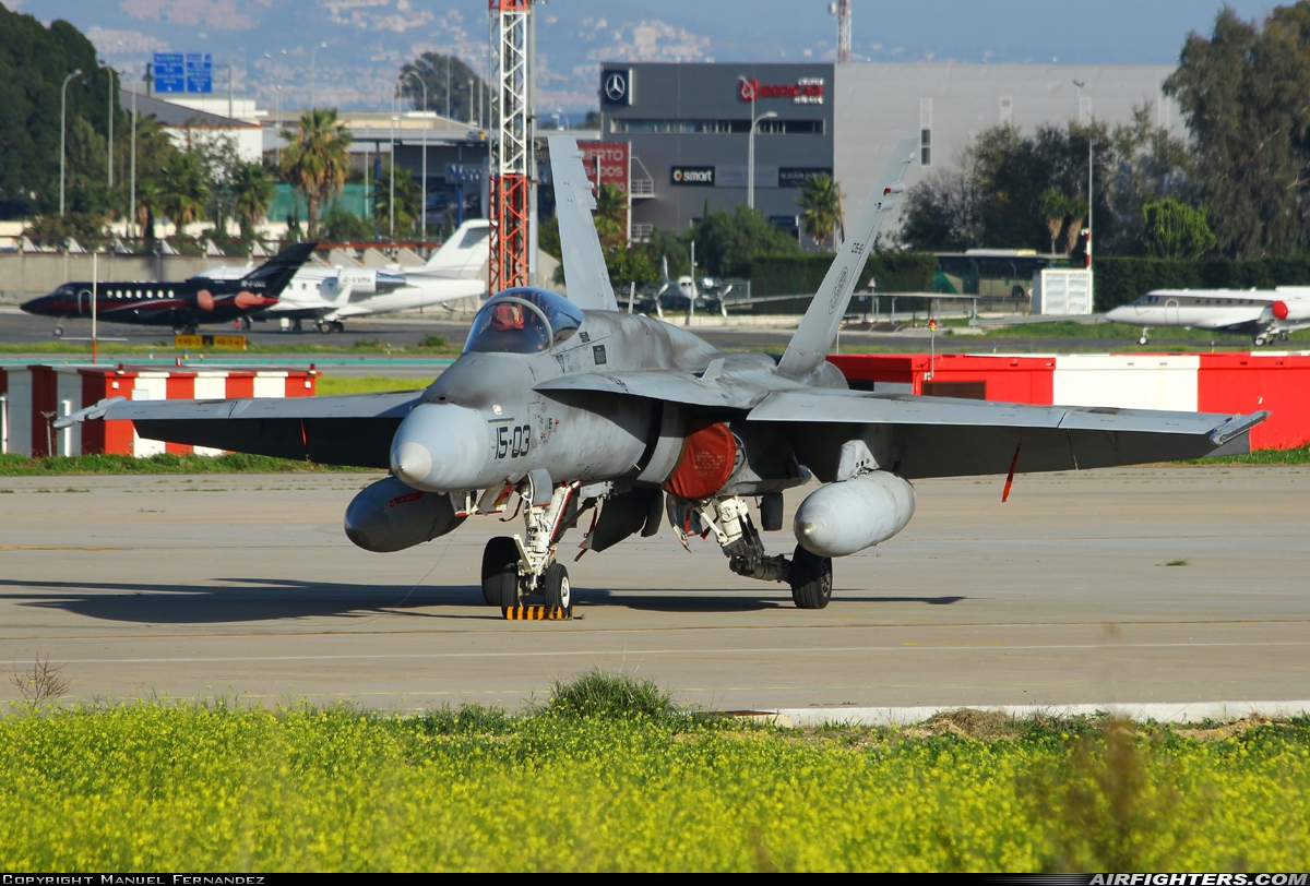 Spain - Air Force McDonnell Douglas C-15 Hornet (EF-18A+) C.15-16 at Malaga (AGP / LEMG), Spain