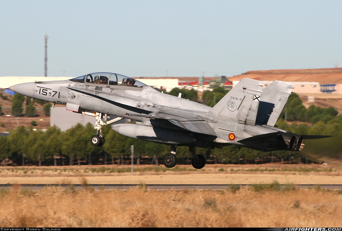Spain - Air Force McDonnell Douglas CE-15 Hornet (EF-18B+) CE.15-2 at Madrid - Torrejon (TOJ / LETO), Spain
