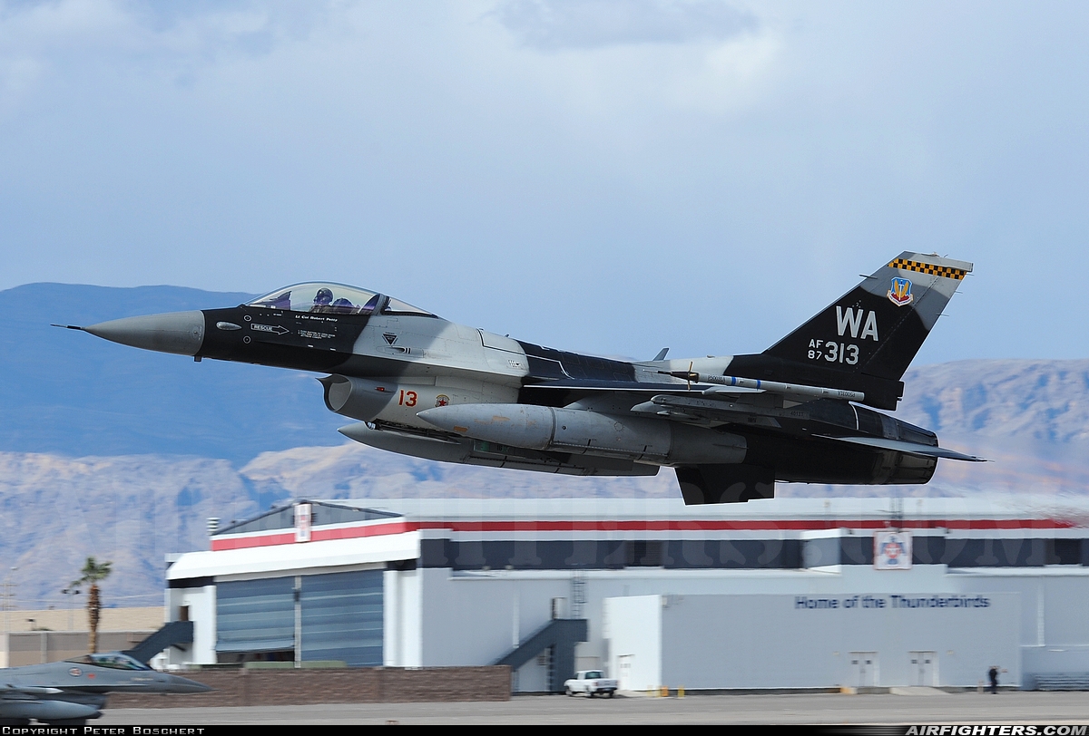 USA - Air Force General Dynamics F-16C Fighting Falcon 87-0313 at Las Vegas - Nellis AFB (LSV / KLSV), USA