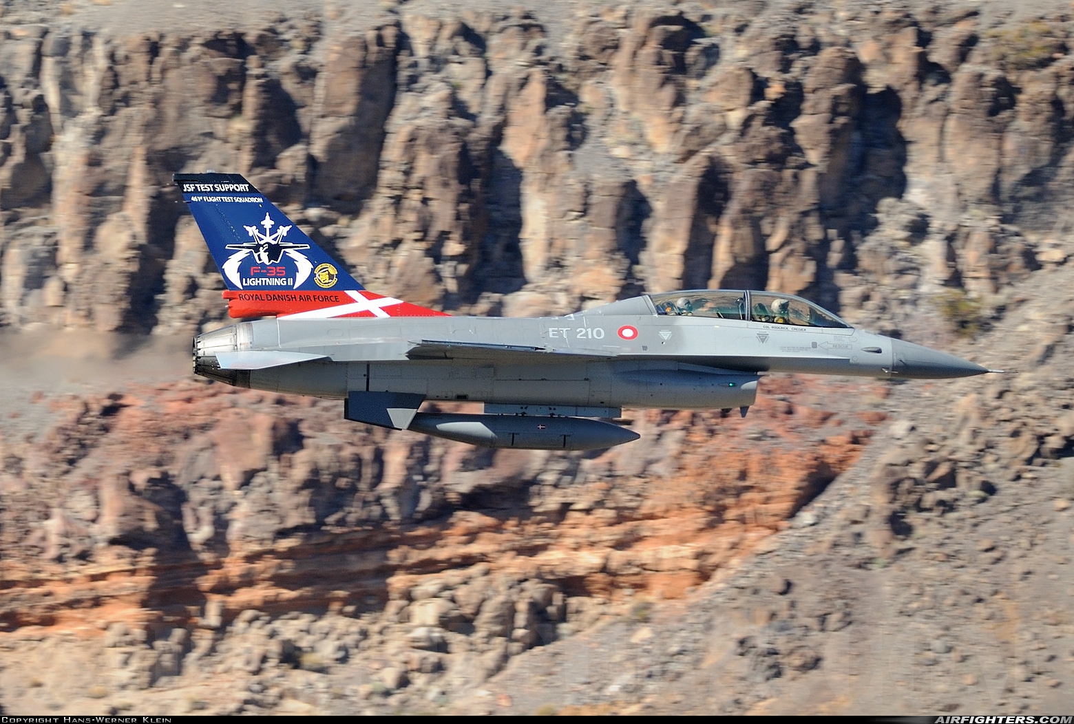Denmark - Air Force General Dynamics F-16BM Fighting Falcon ET-210 at Off-Airport - Rainbow Canyon area, USA