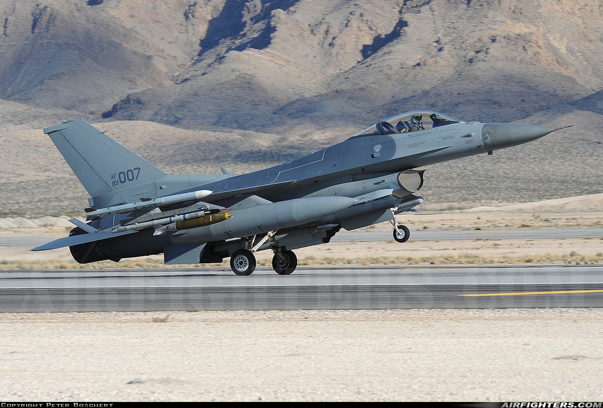 USA - Air Force General Dynamics F-16C Fighting Falcon 89-2007 at Las Vegas - Nellis AFB (LSV / KLSV), USA