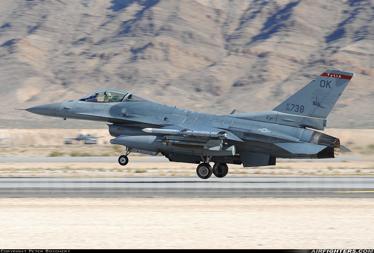 USA - Air Force General Dynamics F-16C Fighting Falcon 90-0738 at Las Vegas - Nellis AFB (LSV / KLSV), USA