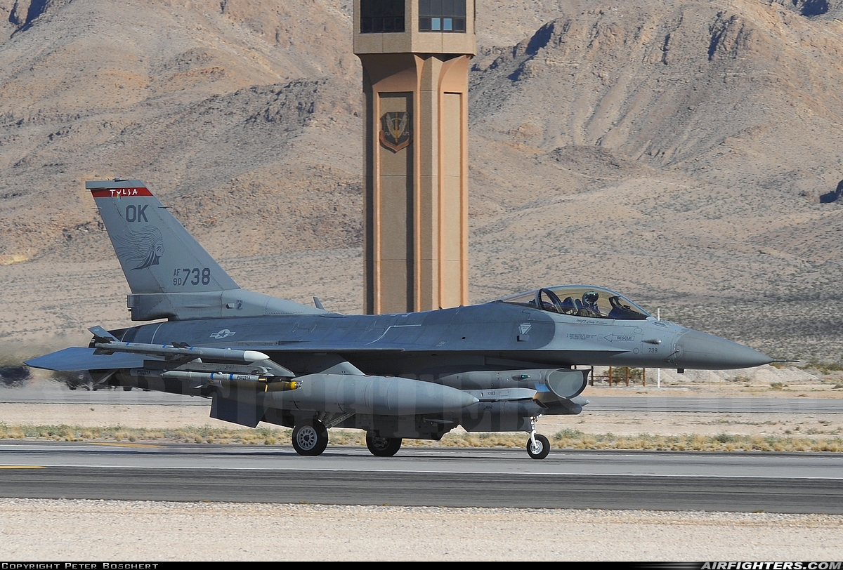 USA - Air Force General Dynamics F-16C Fighting Falcon 90-0738 at Las Vegas - Nellis AFB (LSV / KLSV), USA