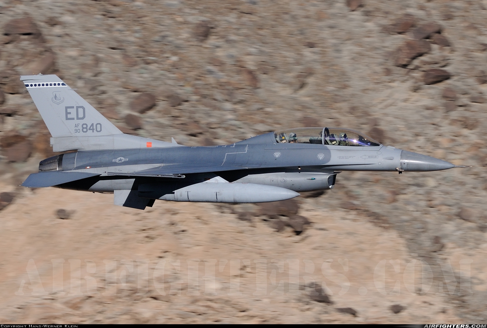 USA - Air Force General Dynamics F-16D Fighting Falcon 90-0840 at Off-Airport - Rainbow Canyon area, USA