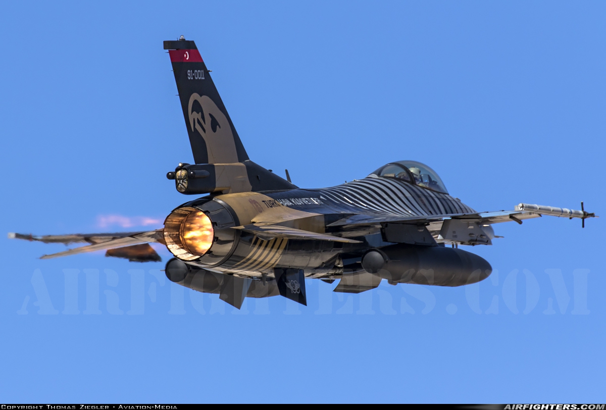 Türkiye - Air Force General Dynamics F-16C Fighting Falcon 91-0011 at Las Vegas - Nellis AFB (LSV / KLSV), USA