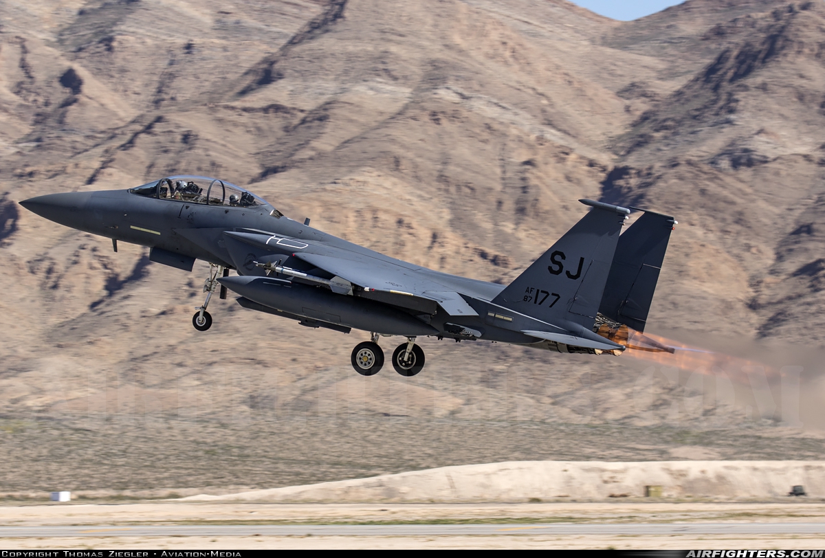 USA - Air Force McDonnell Douglas F-15E Strike Eagle 87-0177 at Las Vegas - Nellis AFB (LSV / KLSV), USA