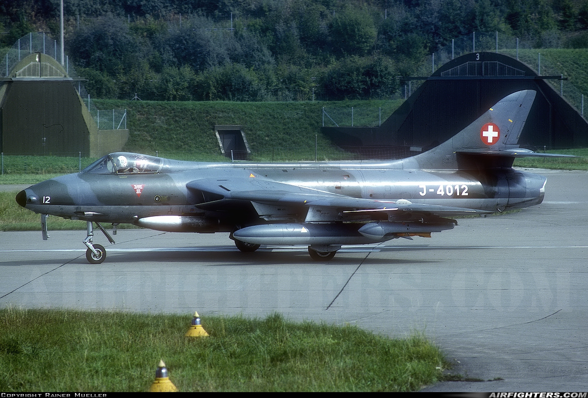 Switzerland - Air Force Hawker Hunter F58 J-4012 at Dubendorf (LSMD), Switzerland