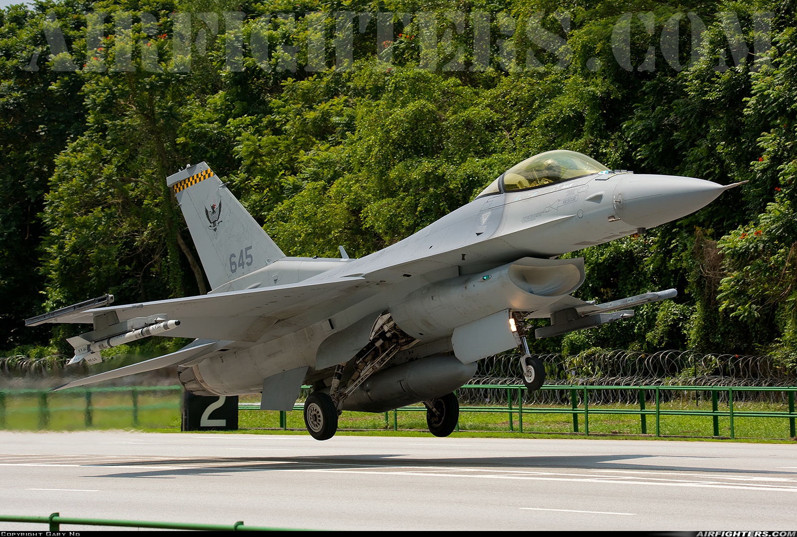 Singapore - Air Force General Dynamics F-16C Fighting Falcon 645 at Off-Airport - Lim Chu Kang Road, Singapore