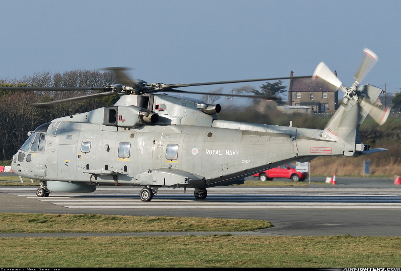 UK - Navy AgustaWestland Merlin HM1 (Mk111) ZH827 at Valley (EGOV), UK