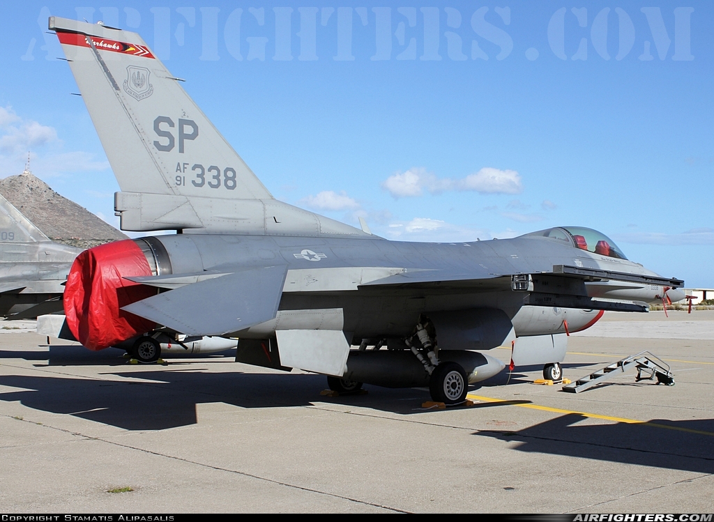 USA - Air Force General Dynamics F-16C Fighting Falcon 91-0338 at Chania - Souda (CHQ / LGSA), Greece