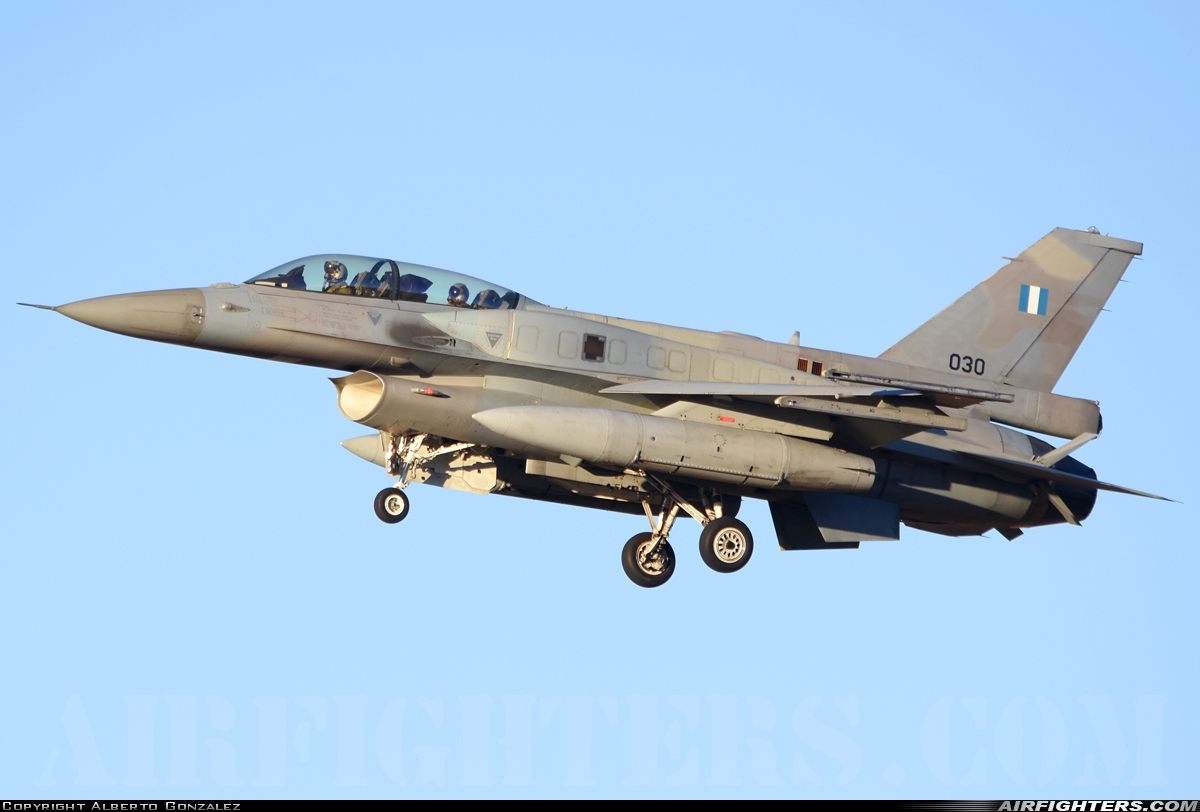 Greece - Air Force General Dynamics F-16D Fighting Falcon 030 at Albacete (- Los Llanos) (LEAB), Spain
