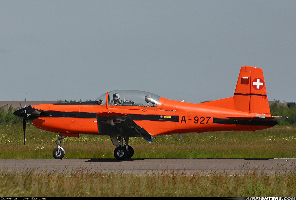 Switzerland - Air Force Pilatus NCPC-7 Turbo Trainer A-927 at Karup (KRP / EKKA), Denmark
