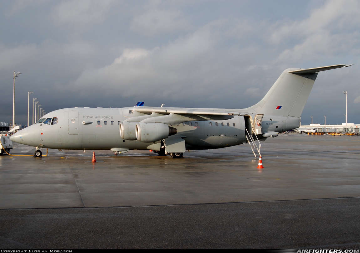 UK - Air Force British Aerospace BAe-146 C3 (BAe-146 200QC) ZE708 at Munich (- Franz Josef Strauss) (MUC / EDDM), Germany