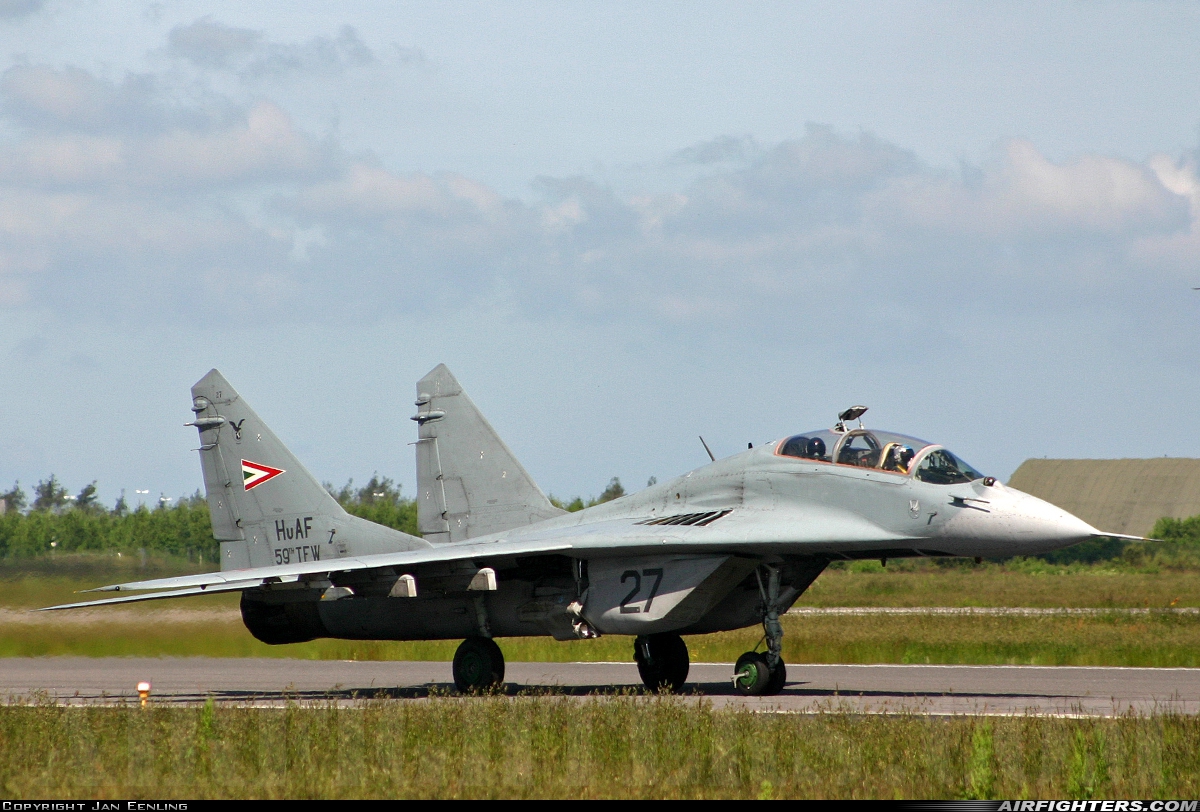 Hungary - Air Force Mikoyan-Gurevich MiG-29UB (9.51) 27 at Karup (KRP / EKKA), Denmark