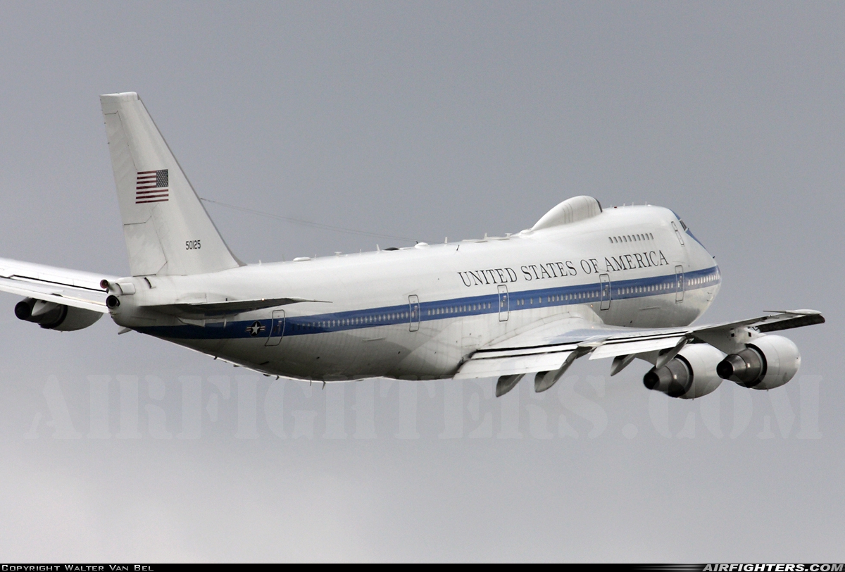 USA - Air Force Boeing E-4B (747-200B) 75-0125 at Brussels - National (Zaventem) / Melsbroek (BRU / EBBR / EBMB), Belgium
