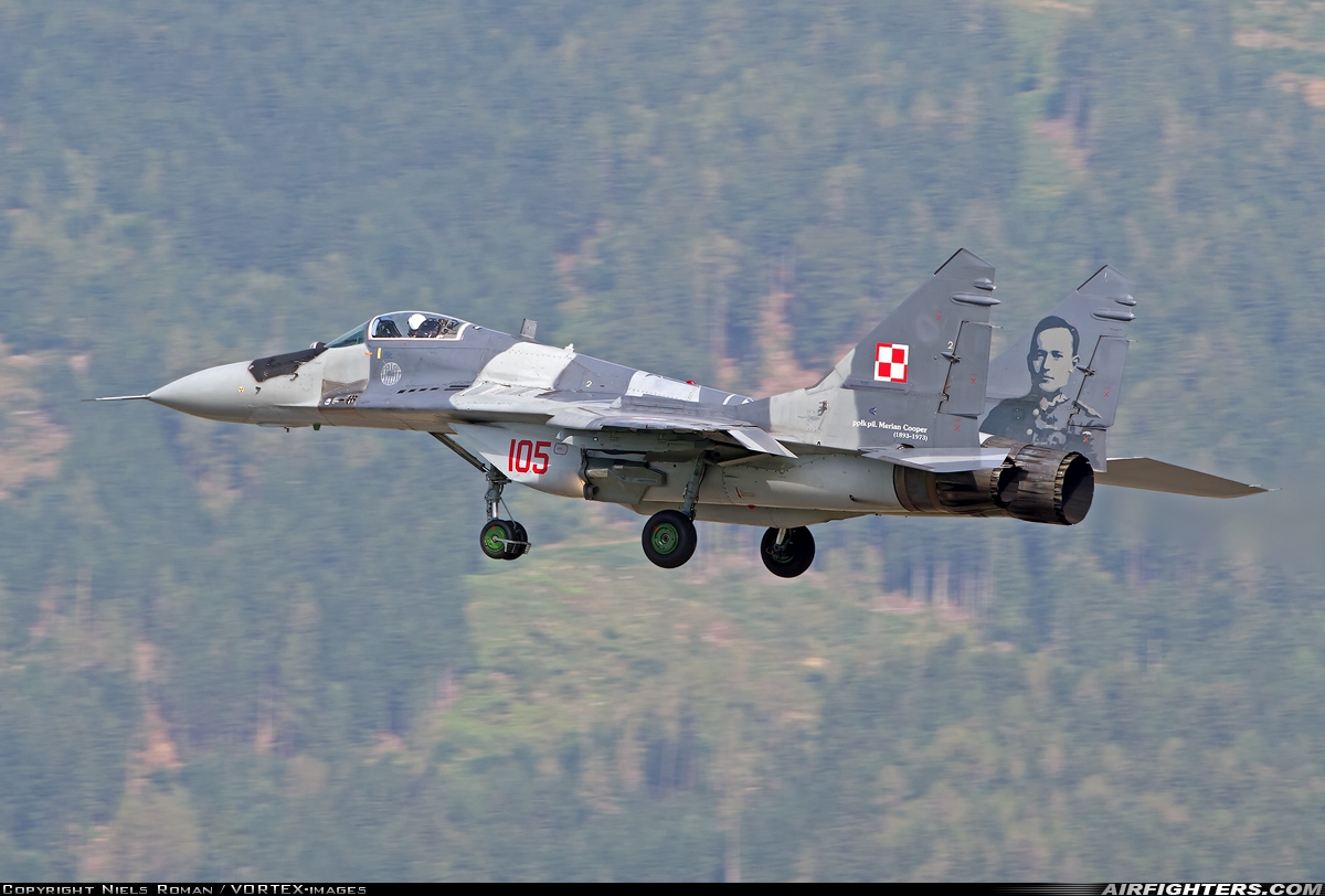 Poland - Air Force Mikoyan-Gurevich MiG-29A (9.12A) 105 at Zeltweg (LOXZ), Austria