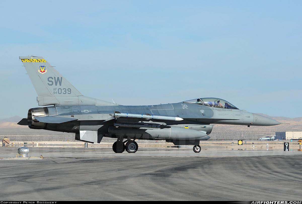 USA - Air Force General Dynamics F-16C Fighting Falcon 94-0039 at Las Vegas - Nellis AFB (LSV / KLSV), USA