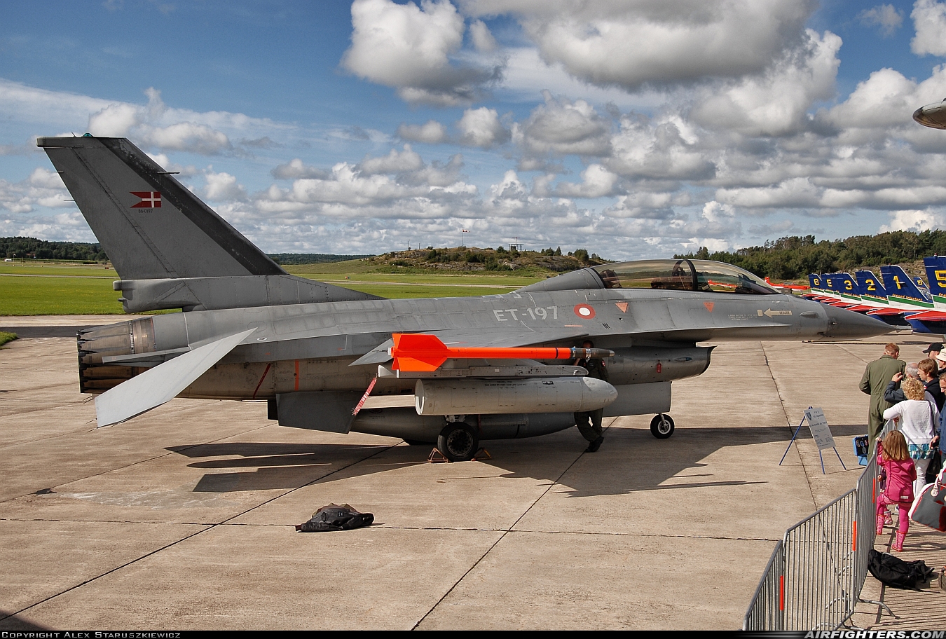 Denmark - Air Force General Dynamics F-16BM Fighting Falcon ET-197 at Gothenburg - City (Save) (GSE / ESGP), Sweden