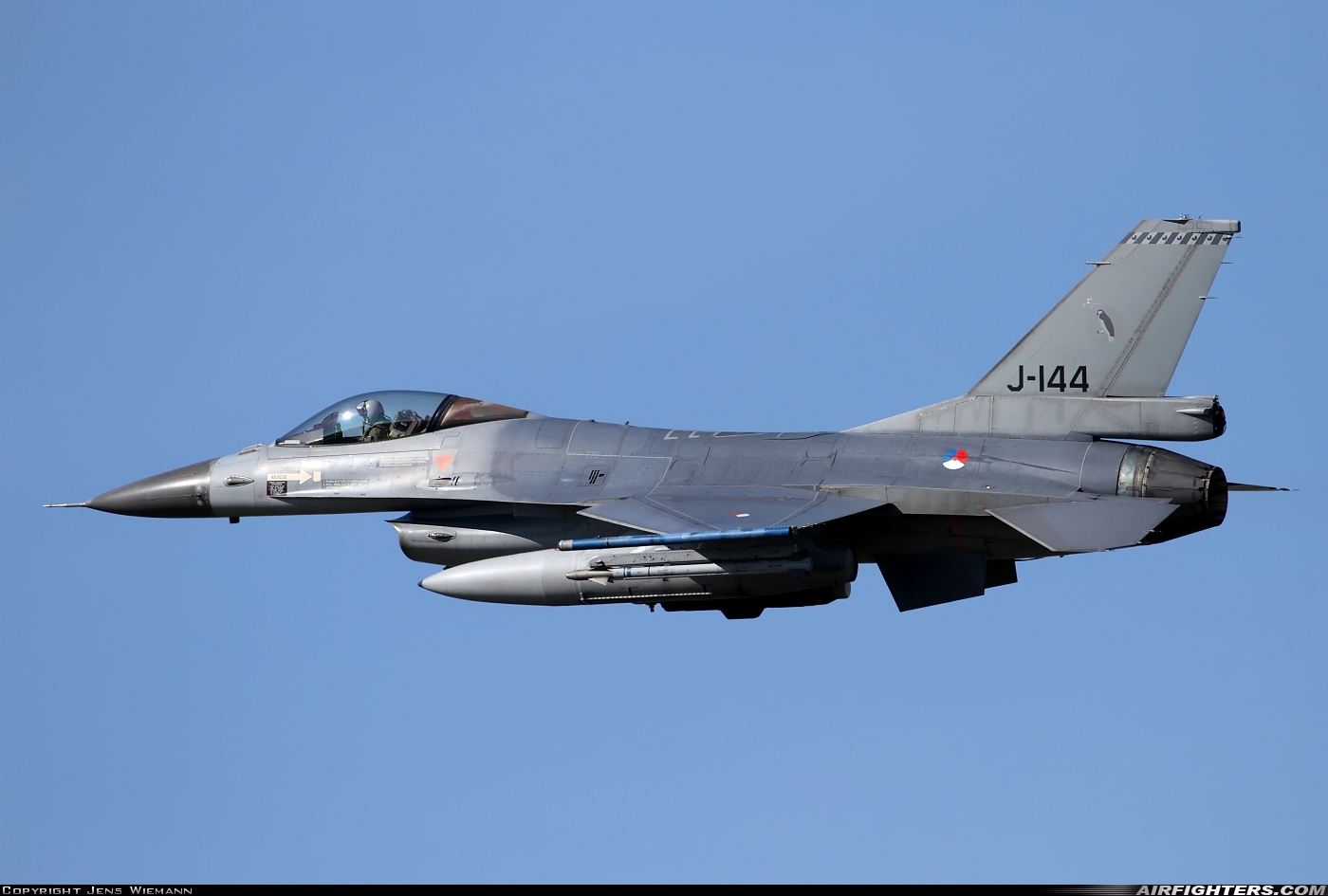 Netherlands - Air Force General Dynamics F-16AM Fighting Falcon J-144 at Leeuwarden (LWR / EHLW), Netherlands