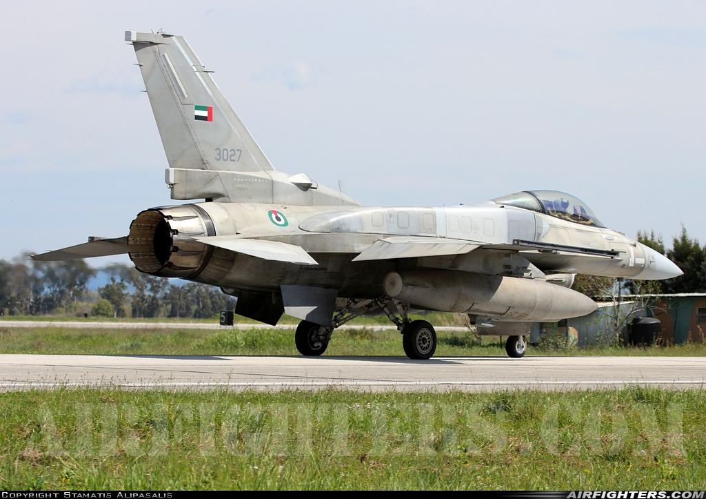 United Arab Emirates - Air Force Lockheed Martin F-16E Fighting Falcon 3027 at Andravida (Pyrgos -) (PYR / LGAD), Greece