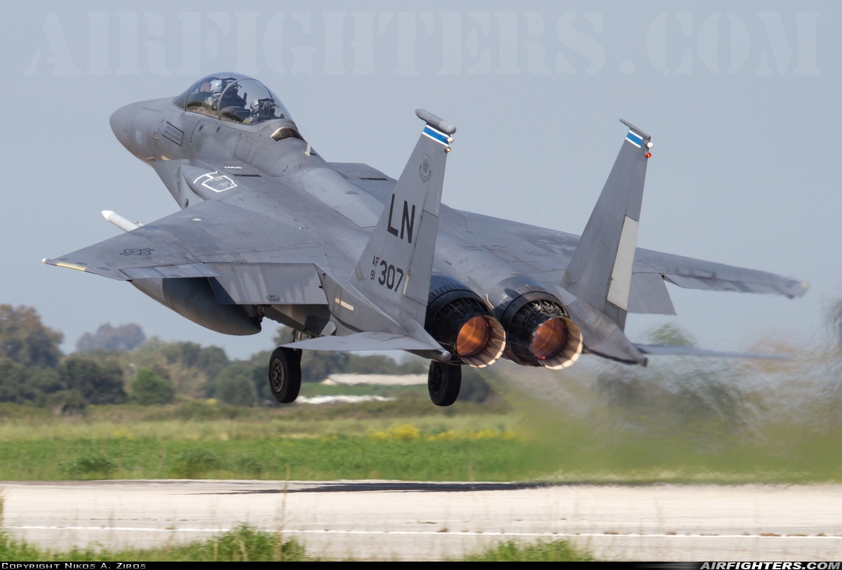USA - Air Force McDonnell Douglas F-15E Strike Eagle 91-0307 at Andravida (Pyrgos -) (PYR / LGAD), Greece
