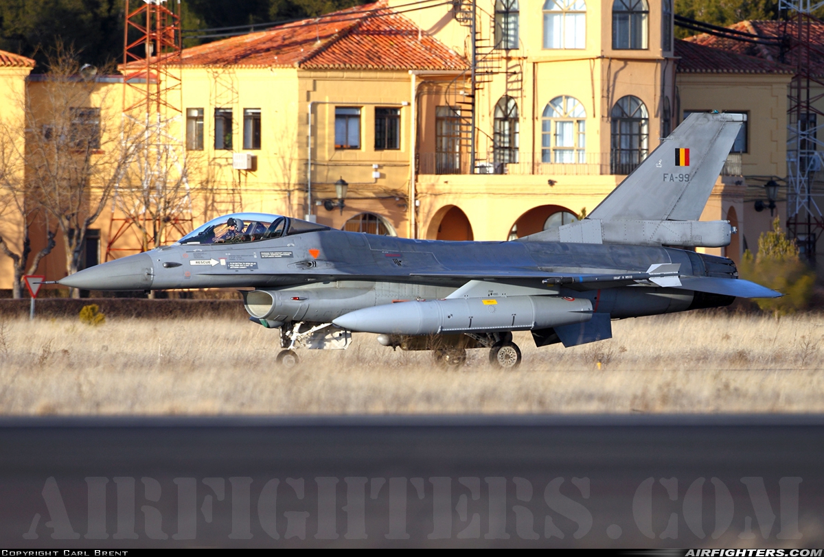 Belgium - Air Force General Dynamics F-16AM Fighting Falcon FA-99 at Albacete (- Los Llanos) (LEAB), Spain