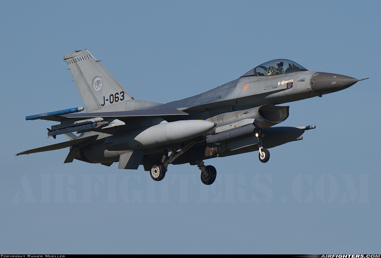 Netherlands - Air Force General Dynamics F-16AM Fighting Falcon J-063 at Leeuwarden (LWR / EHLW), Netherlands