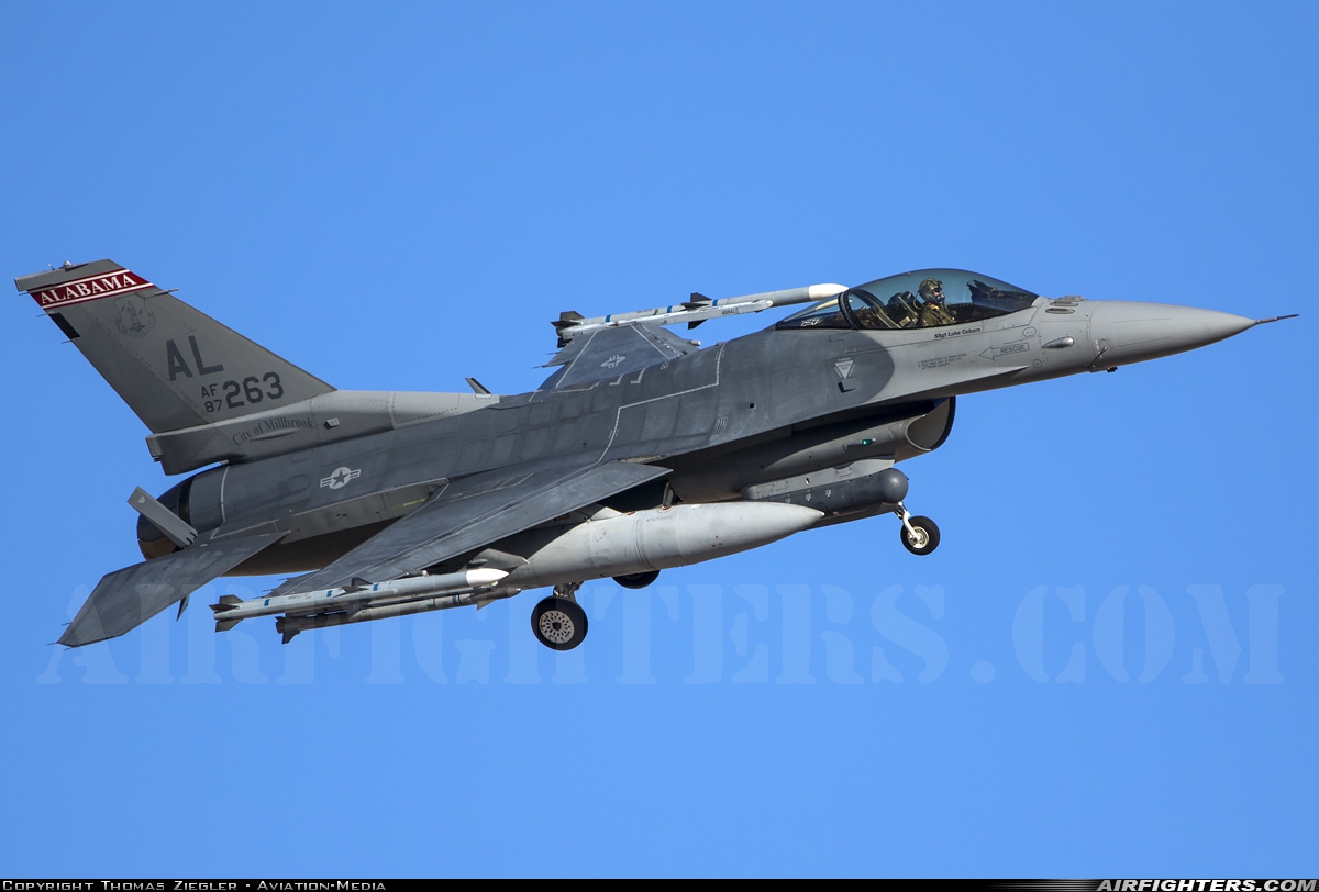 USA - Air Force General Dynamics F-16C Fighting Falcon 87-0263 at Las Vegas - Nellis AFB (LSV / KLSV), USA