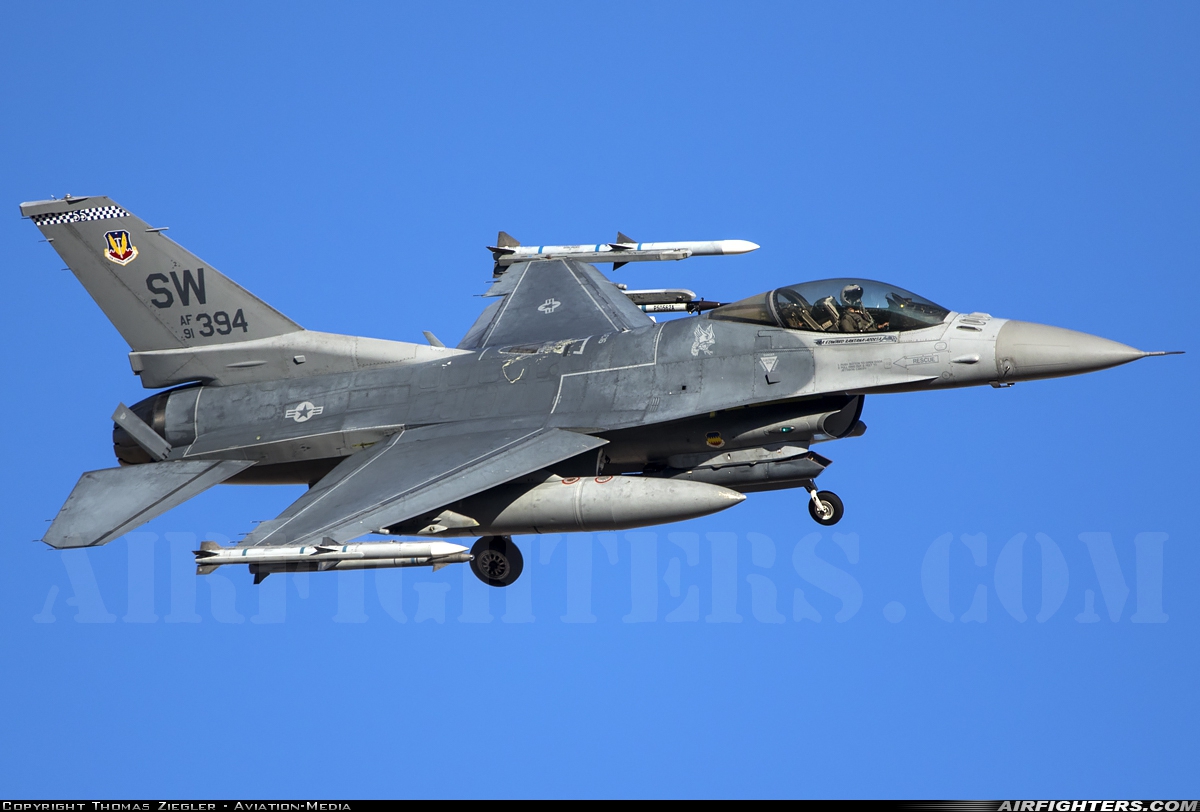 USA - Air Force General Dynamics F-16C Fighting Falcon 91-0394 at Las Vegas - Nellis AFB (LSV / KLSV), USA