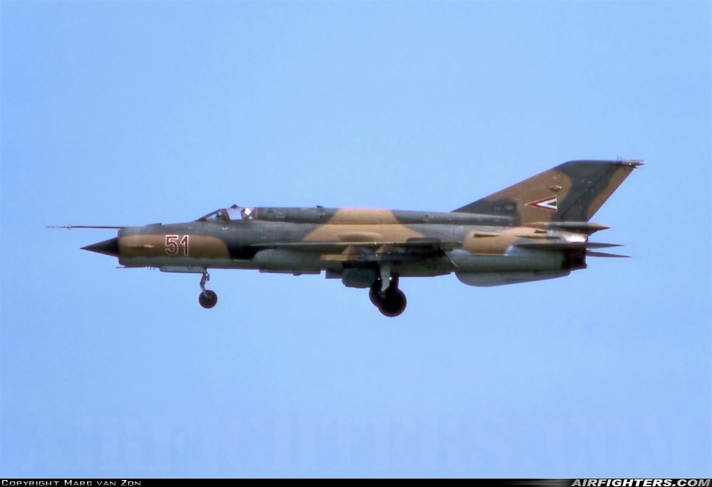 Hungary - Air Force Mikoyan-Gurevich MiG-21bis SAU 51 at Papa (LHPA), Hungary