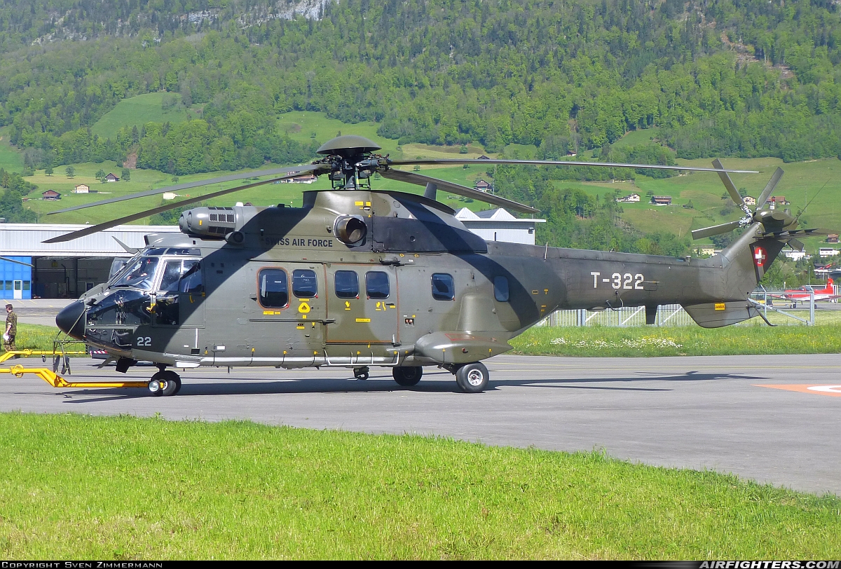 Switzerland - Air Force Aerospatiale AS-332M1 Super Puma T-322 at Alpnach (LSMA), Switzerland