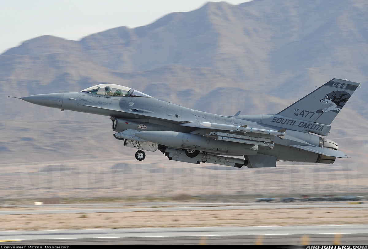 USA - Air Force General Dynamics F-16C Fighting Falcon 88-0477 at Las Vegas - Nellis AFB (LSV / KLSV), USA